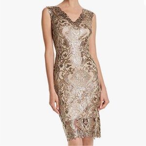 Tadashi Shoji Gold Sleeveless Sheath Dress for Weddings